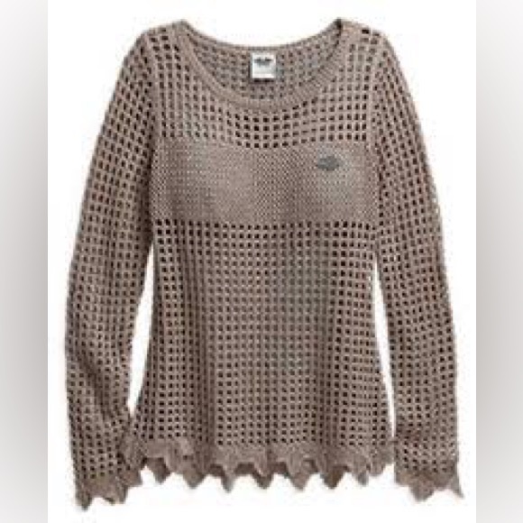 Harley-Davidson Tops - Harley Davidson Open Knit Metallic Sweater Pullover Mesh Top Biker Motorcycle XL
